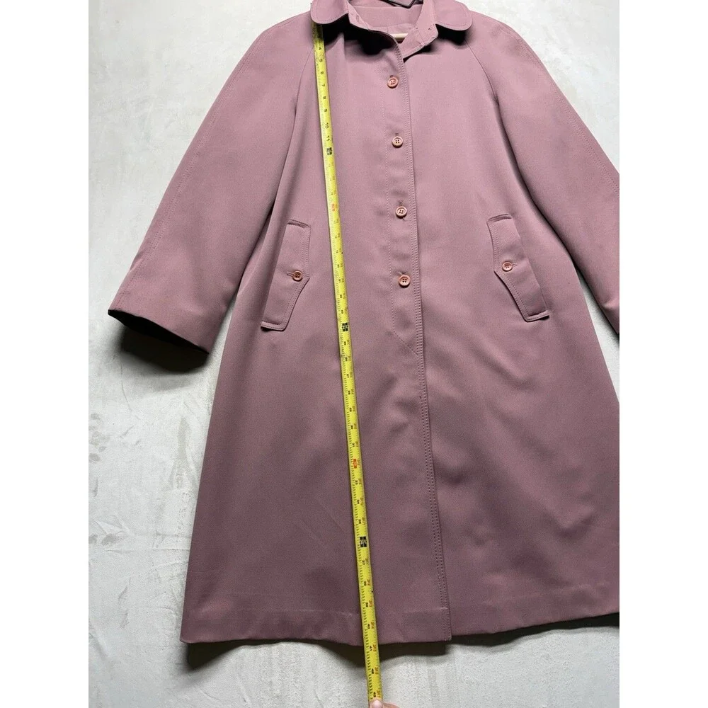 Vintage 80s Forecaster of Boston Women's M Trench Coat Woven Polyester Raincoat - Picture 3 of 6